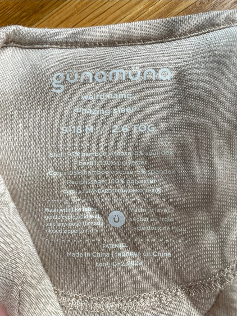 Gunamuna bamboo Sleep Sack 9-18 M 2.6 TOG